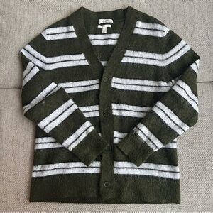 COS Mohair Striped Cardigan in Green